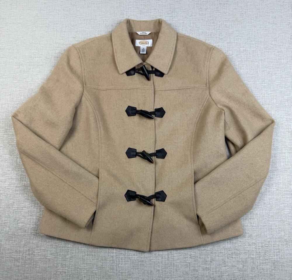 Talbots Women’s Size 10 Pure Camel Hair Jacket Beige Toggle Coat Made in Italy